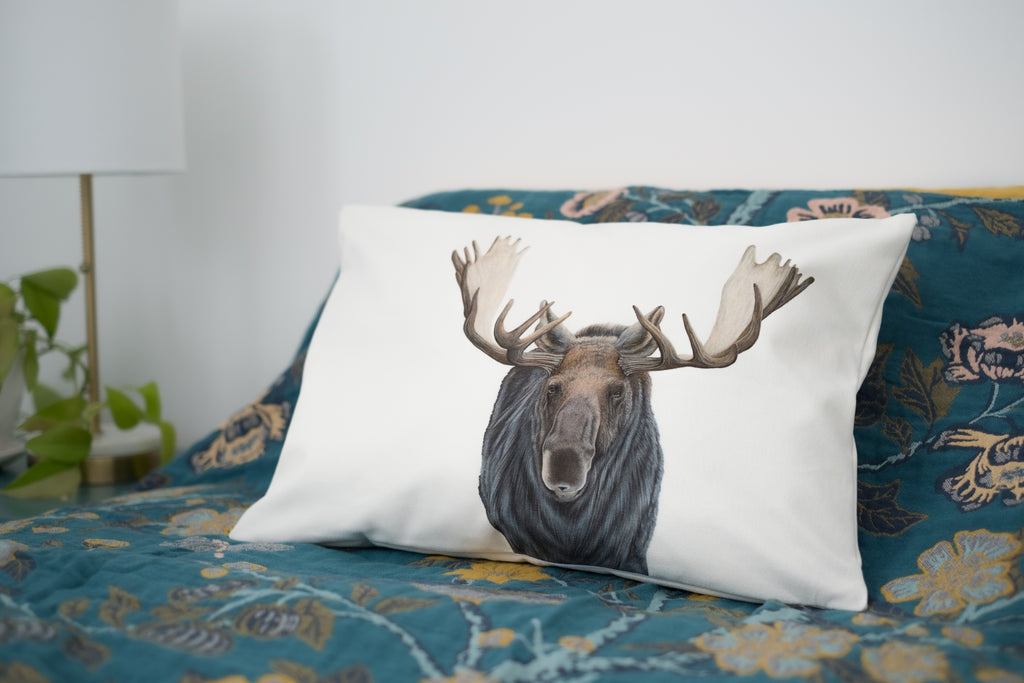 Pillow Case 20" x 14" Cotton Canvas  - "Wanderer" Bull Moose