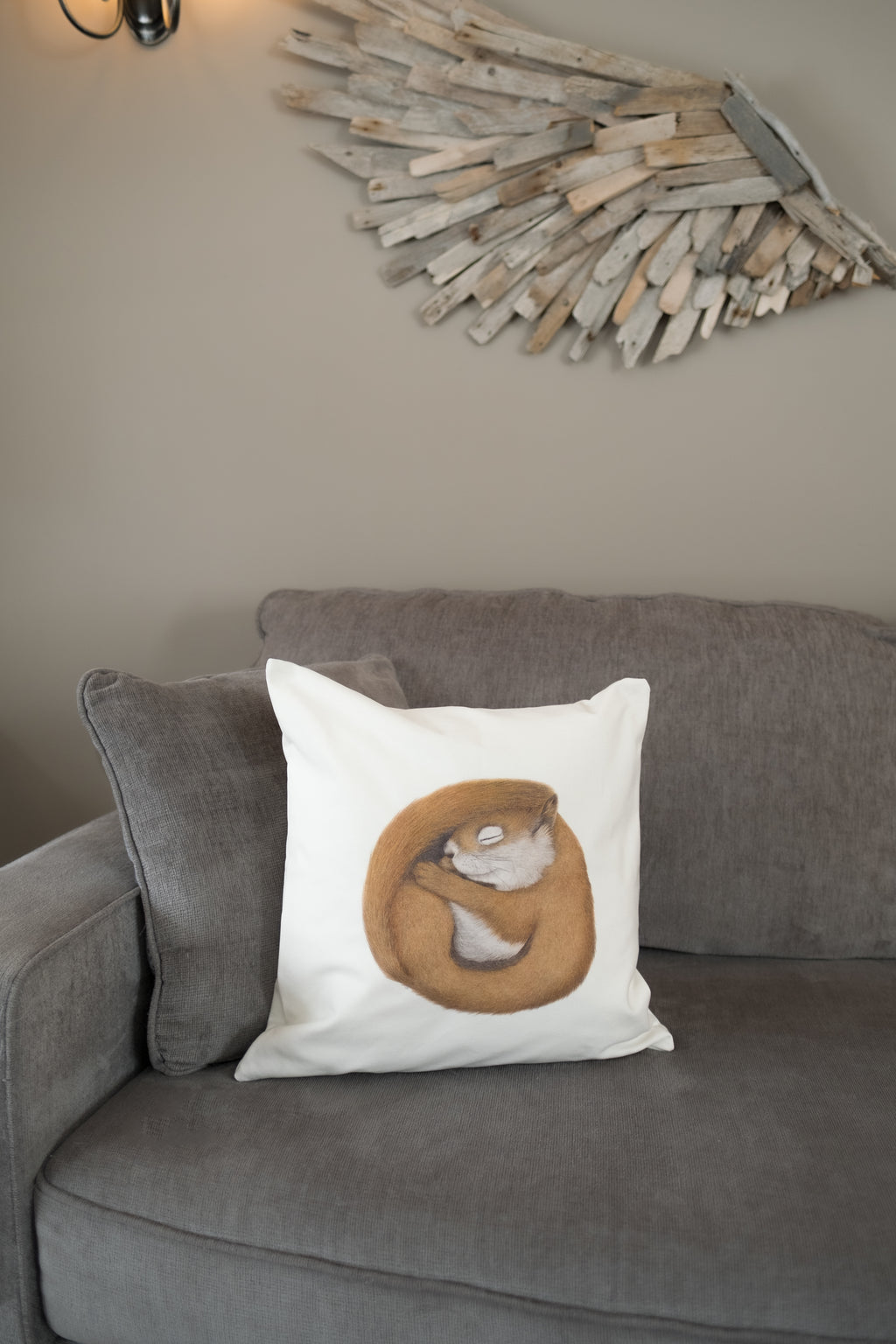Pillow Case 18" x 18" Cotton Canvas - "Sweet Dreams" Red Squirrel