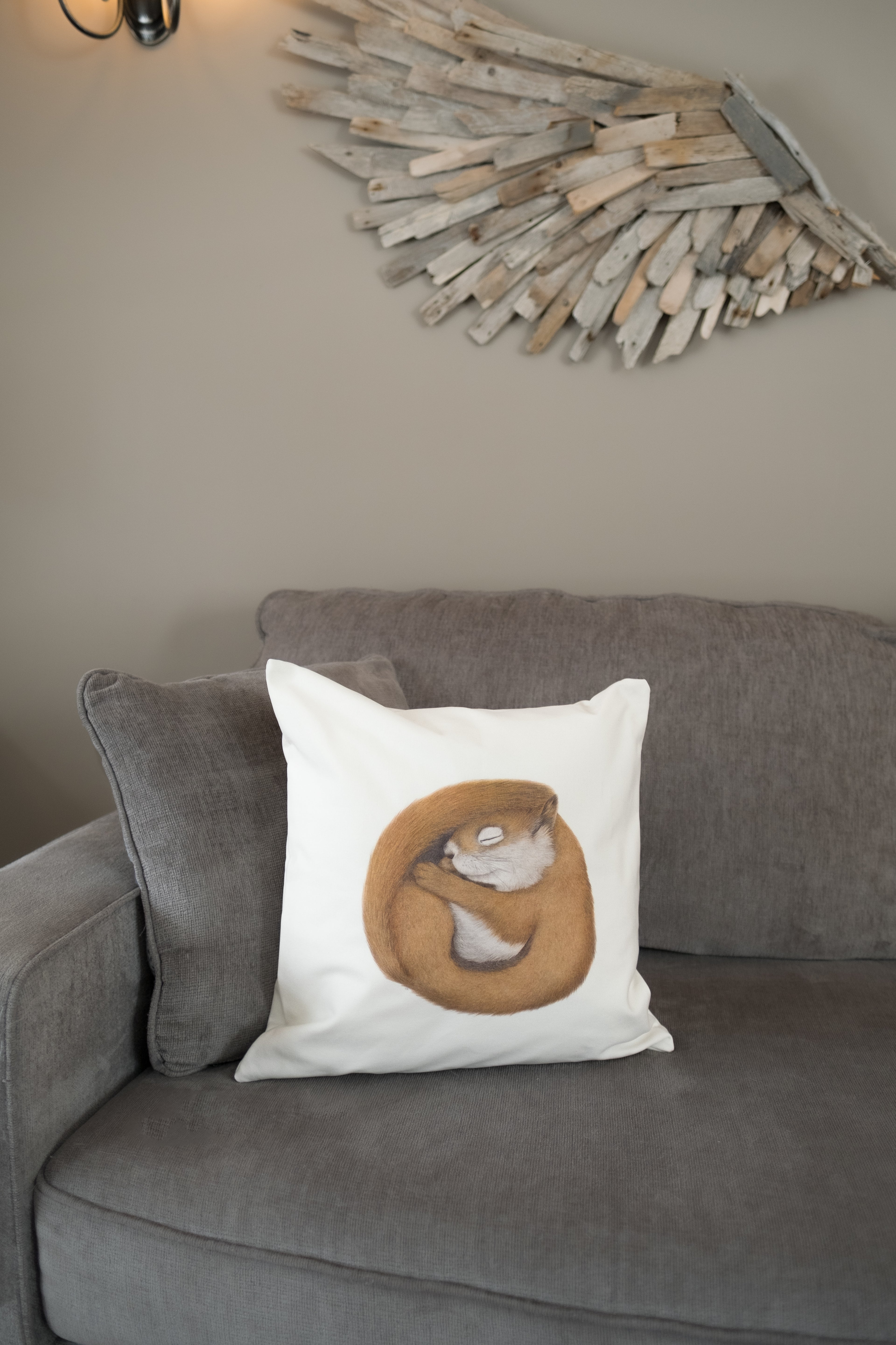 Pillow Case 18" x 18" Cotton Canvas - "Sweet Dreams" Red Squirrel