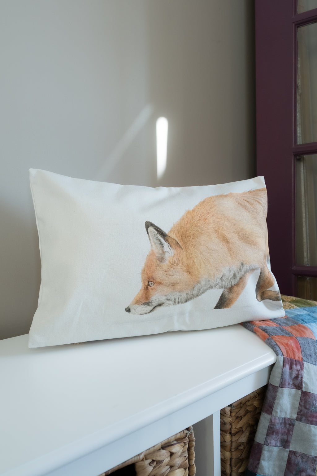 Pillow Case 20" x 14" Cotton Canvas - "Pursuit" Red Fox