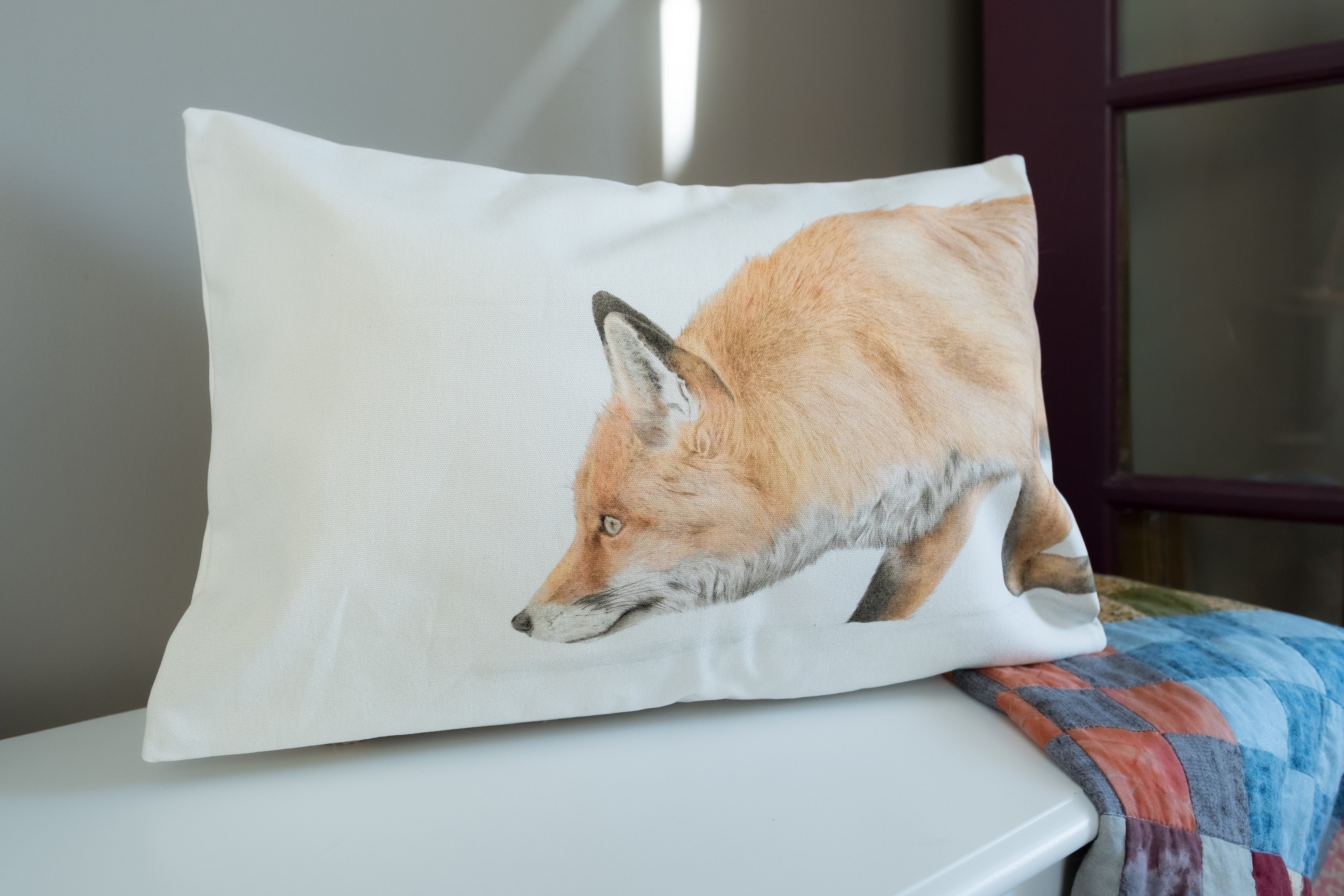 Pillow Case 20" x 14" Cotton Canvas - "Pursuit" Red Fox