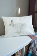 Pillow Case 20" x 14" Cotton Canvas  - "Flight" Snowshoe Hare
