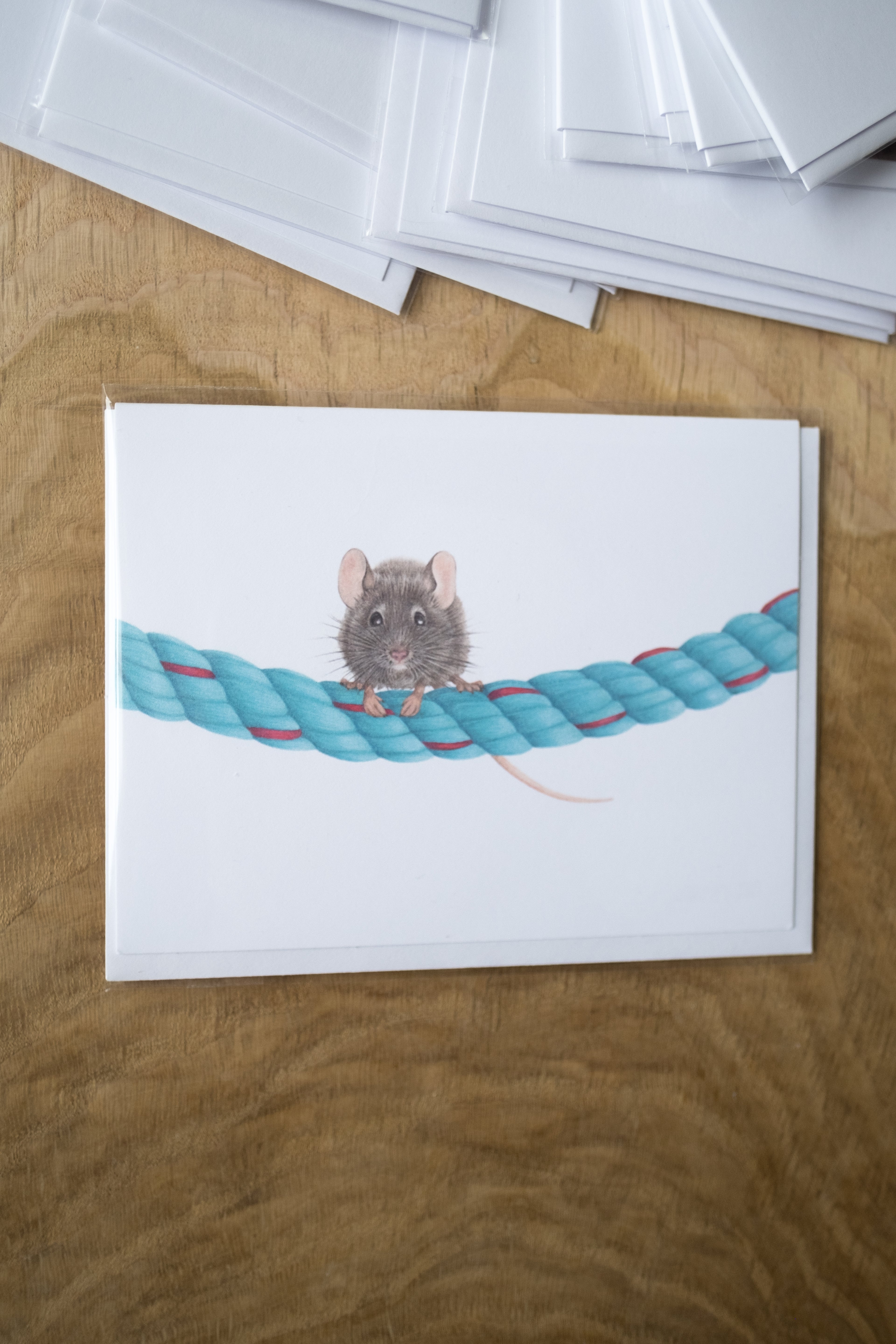 Notecard 5.5" x 4" Premium Matte - "Hold Fast" Mouse on Rope