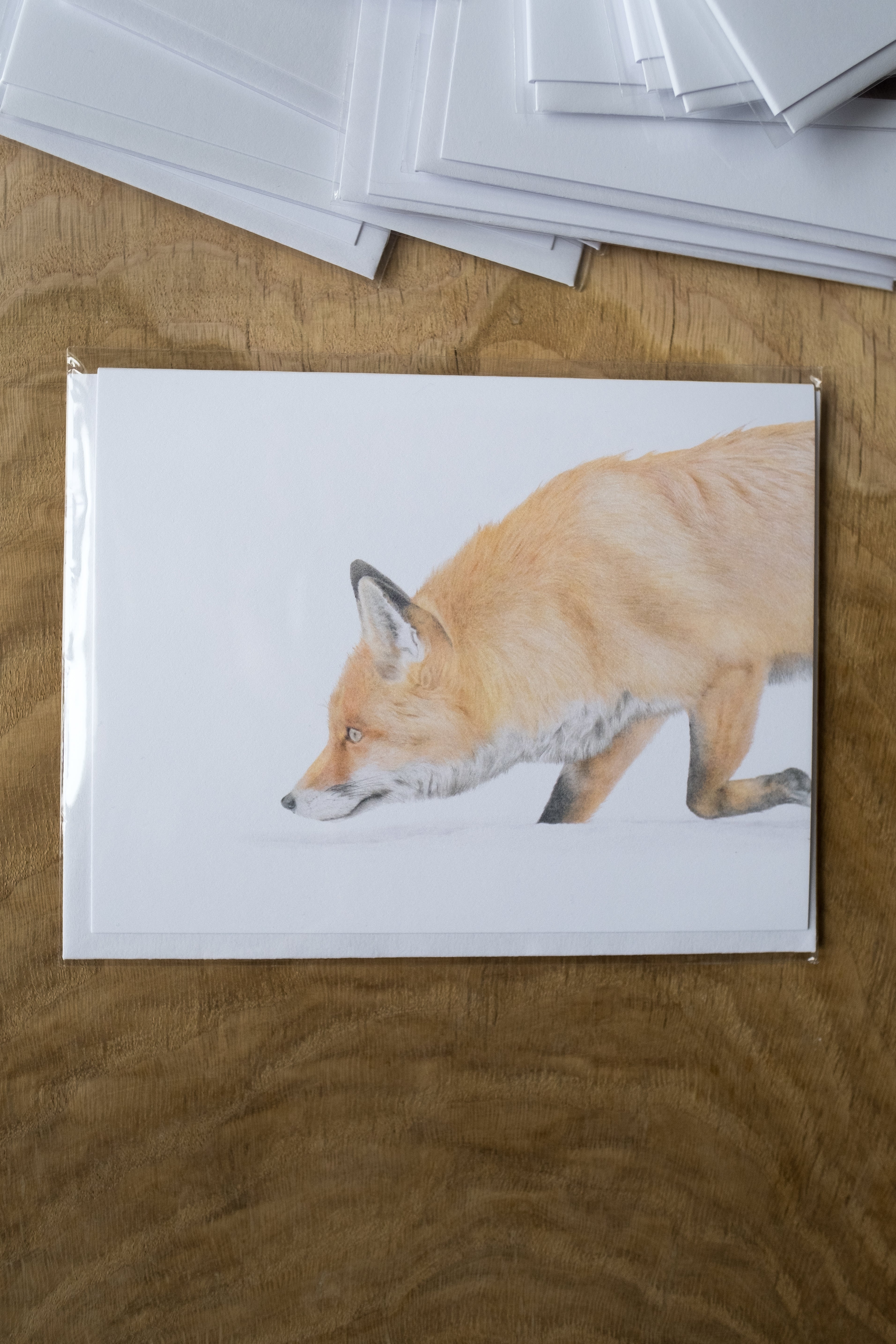 Notecard 5.5" x 4" Premium Matte - "Pursuit" Red Fox